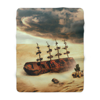 "Lost at Sea: Stranded On A Stormy Desert Island" - The Alien Sherpa Fleece Blanket