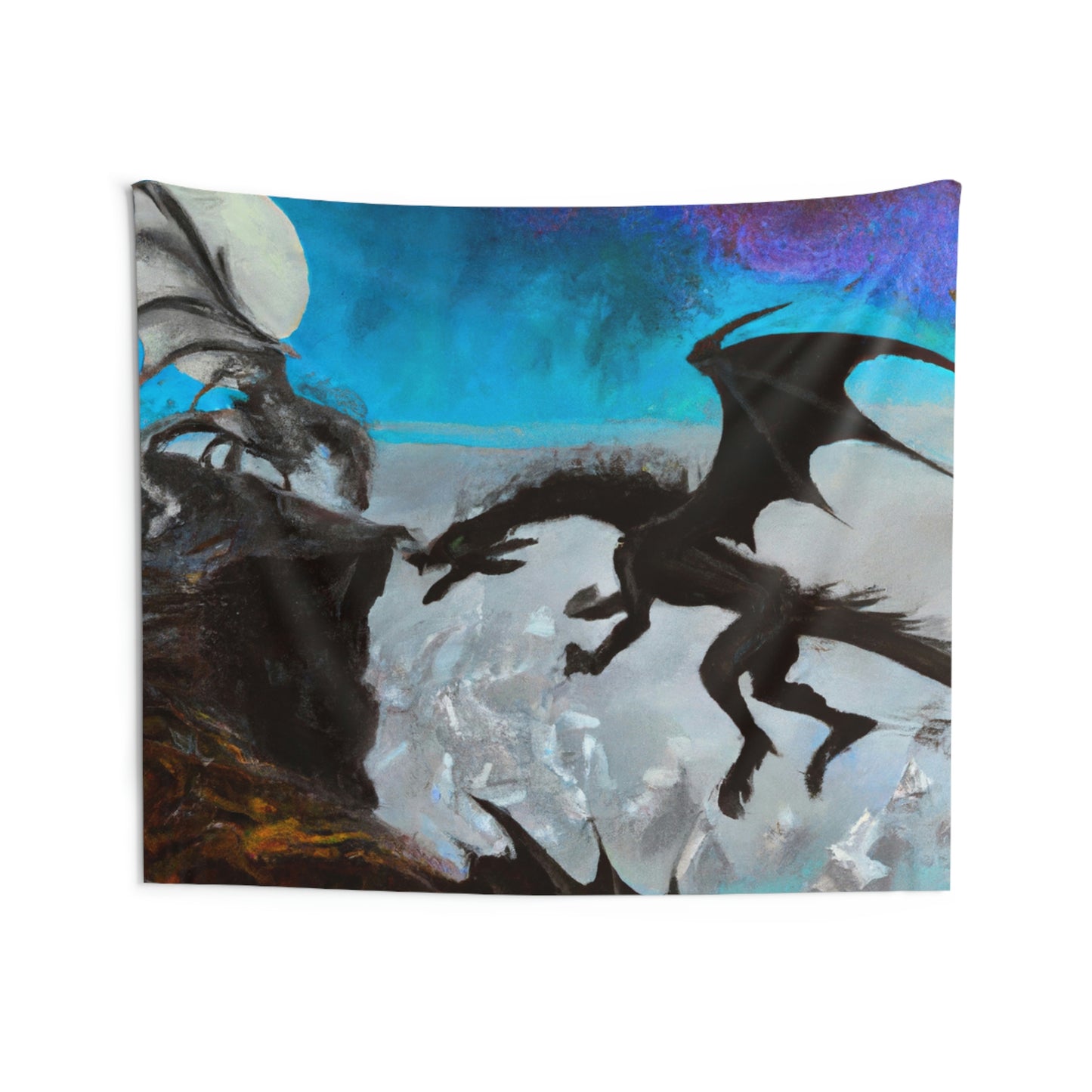 „Kampf von Feuer und Stahl auf der mondbeschienenen Klippe“ – The Alien Wall Tapestries