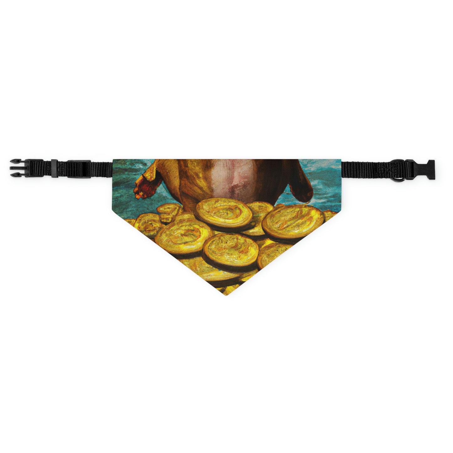 "Feline Fortune in a Foliage of Finances" - The Alien Pet Bandana Collar