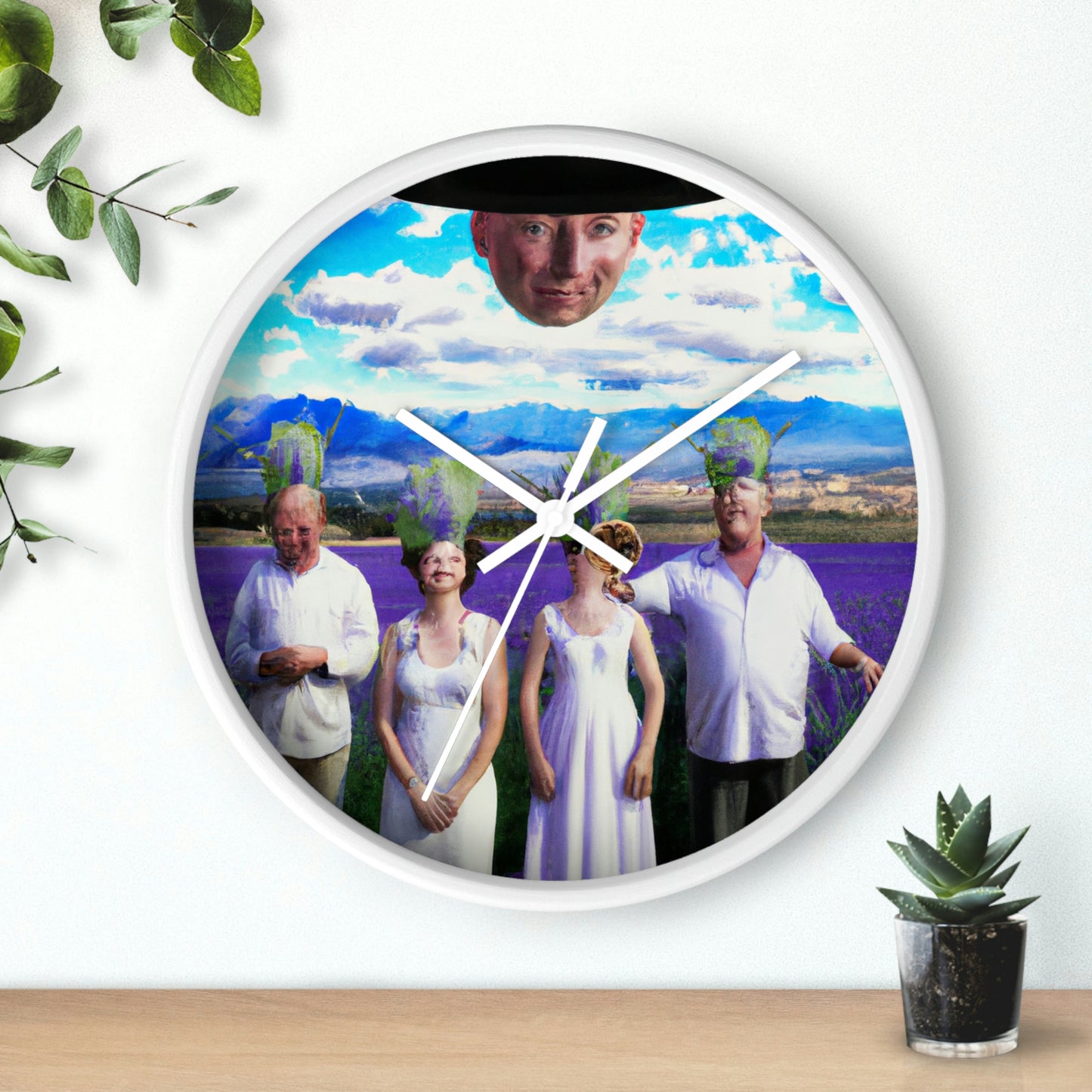 "Reunión familiar de lavanda: una celebración floreciente" - El reloj de pared alienígena