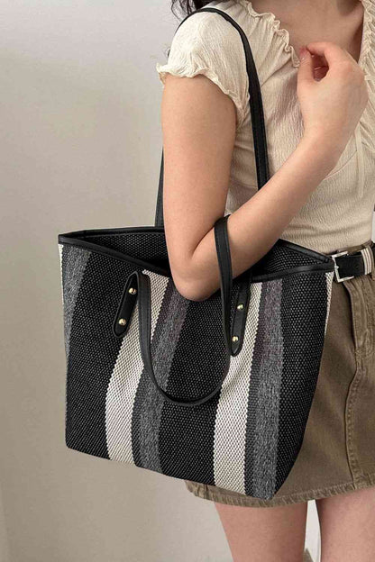 Bolso tote de paja a rayas