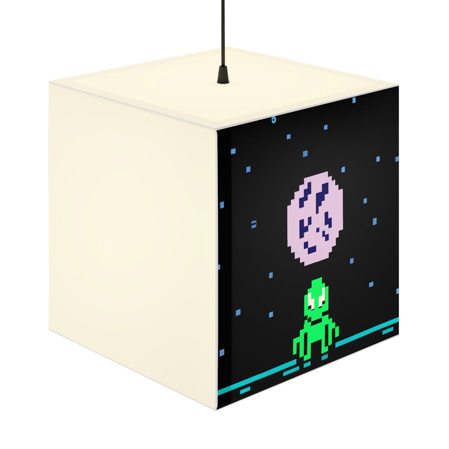 "Lonely Witness of the Night Sky" - The Alien Light Cube Lamp Pixel Art