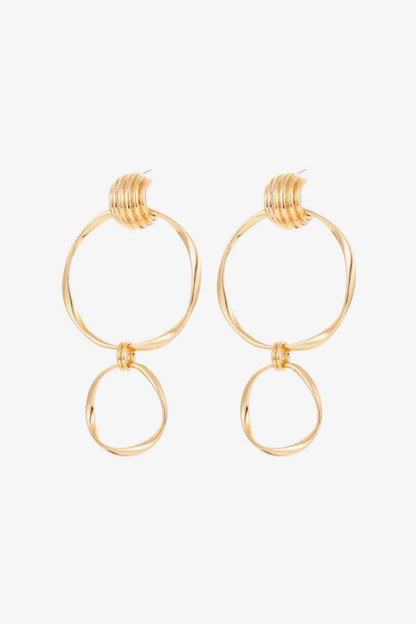 Double Hoop Zinc Alloy Drop Earrings