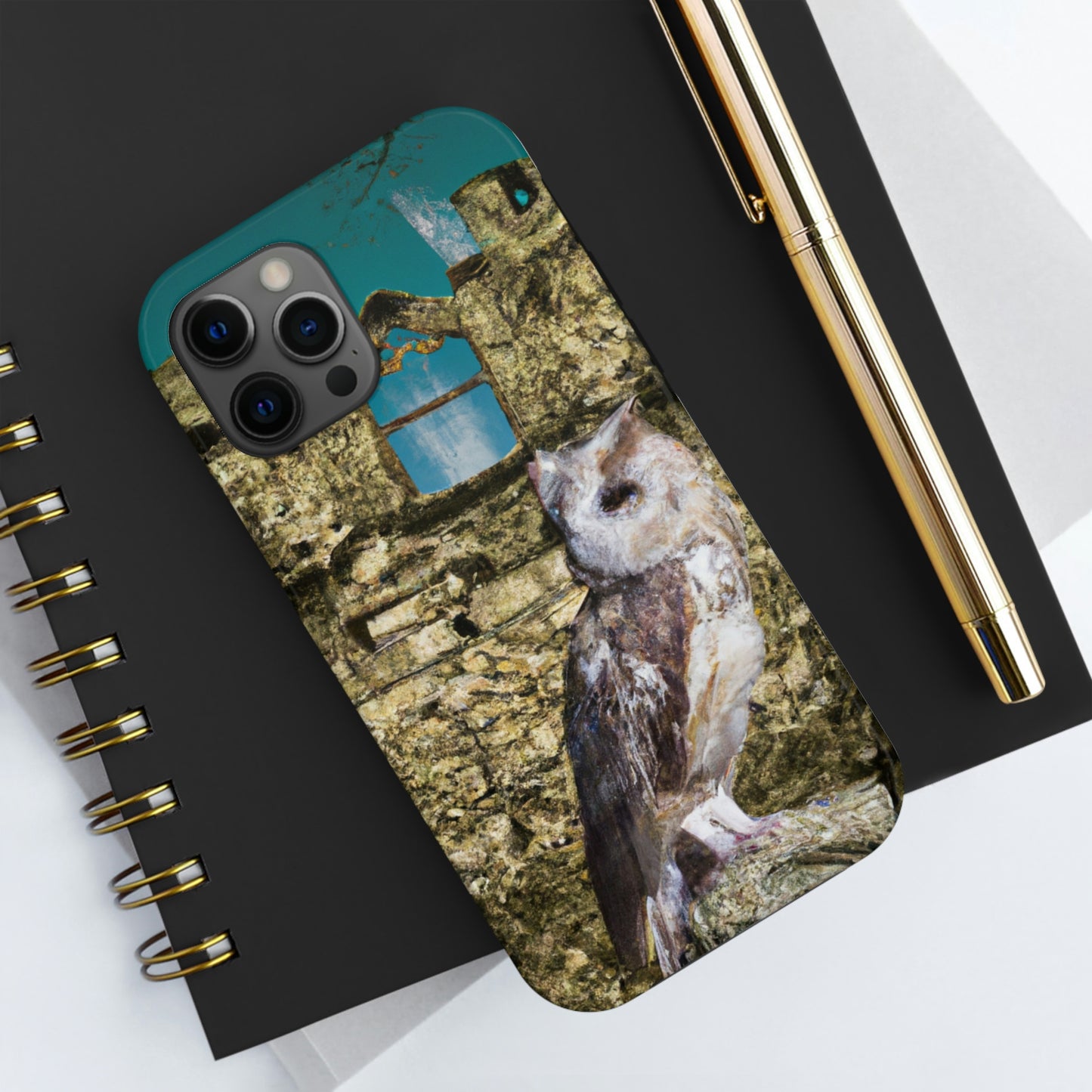 "A Sentinal Among Ruins: An Unstirred Owl's Perch" - Die Alien Tough Phone Cases