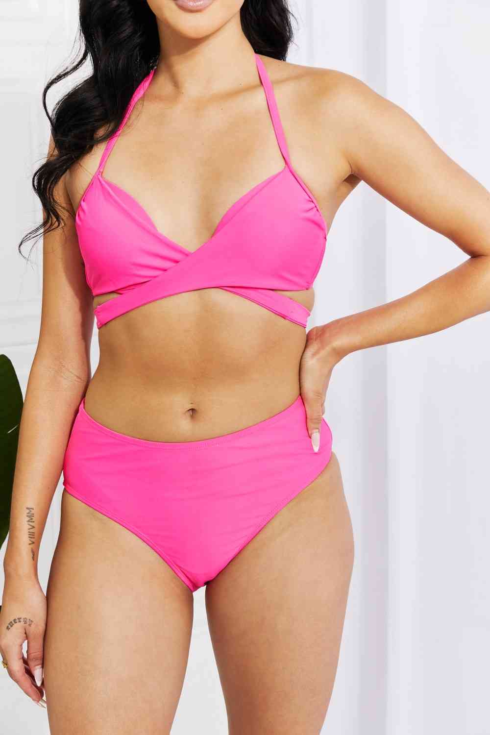 Marina West Swim Summer Splash Neckholder-Bikini-Set in Rosa