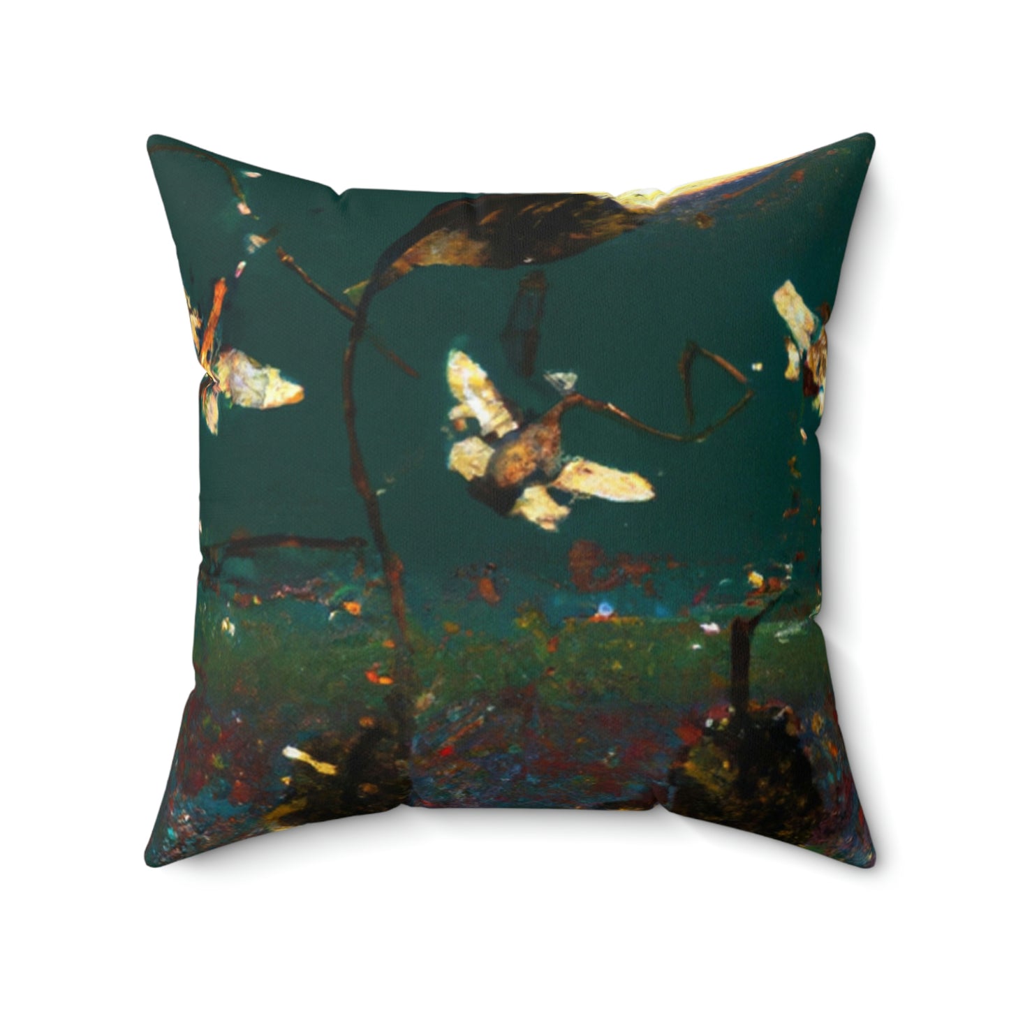 Twinkling Fireflies in the Evening Sky - The Alien Square Pillow