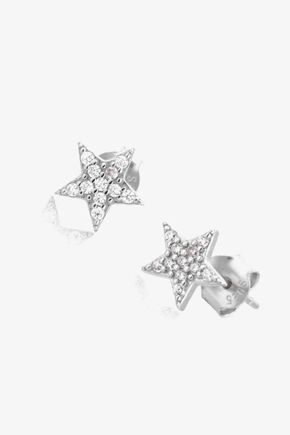 Zircon Decor Star Stud Earrings