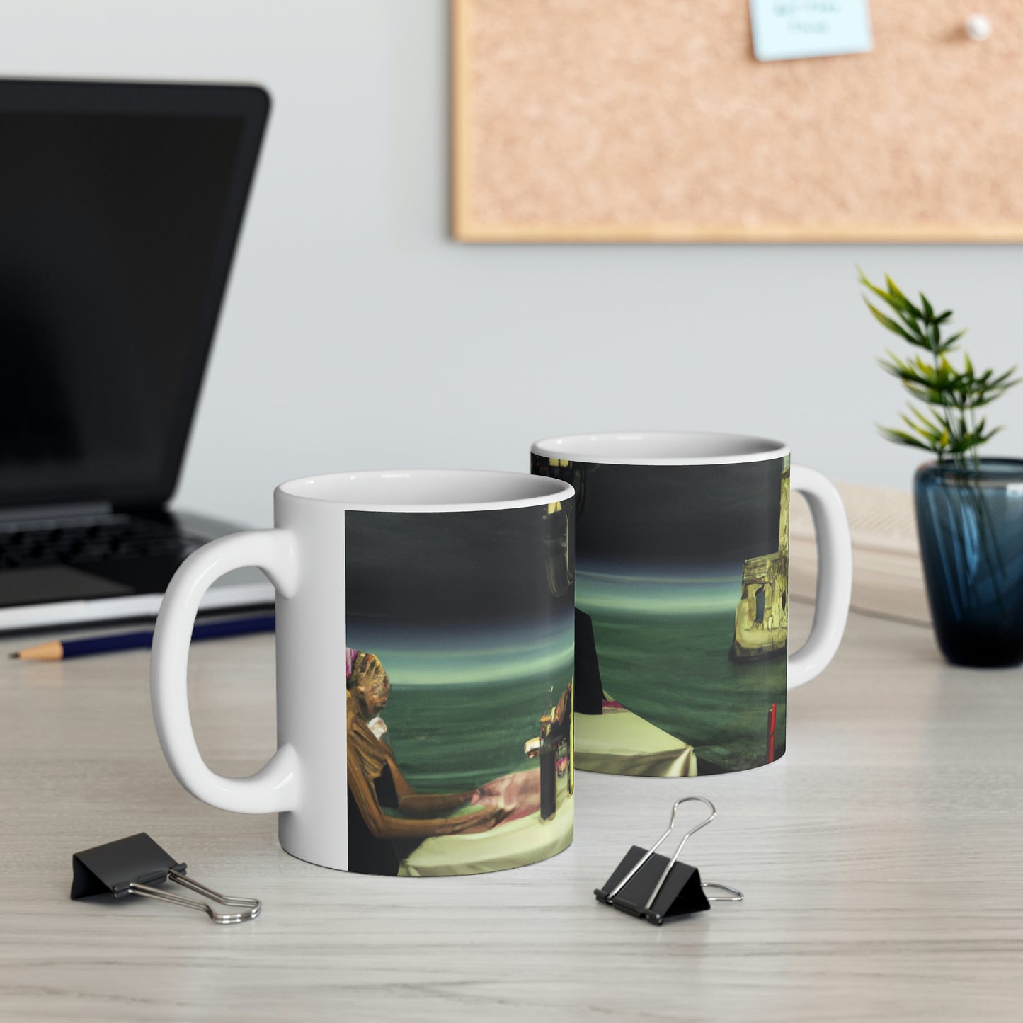 "A Beacon of Romance: An Intimate Candlelit Dinner in a Forgotten Lighthouse" - The Alien Ceramic Mug 11 oz