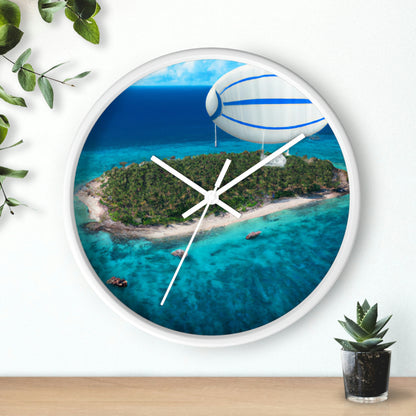 "Explorando Mystery Island en dirigible" - El reloj de pared alienígena