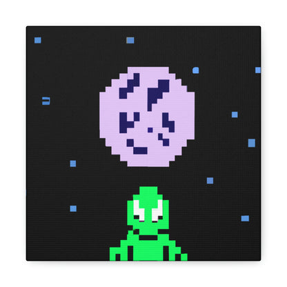 "Lonely Witness of the Night Sky" - The Alien Canva Pixel Art