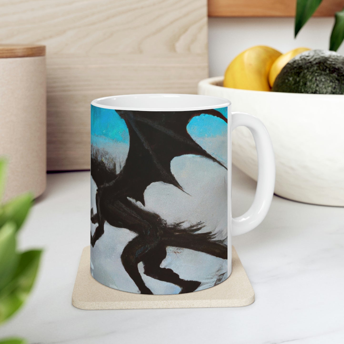 "Choque de fuego y acero en el acantilado iluminado por la luna" - The Alien Taza de cerámica 11 oz