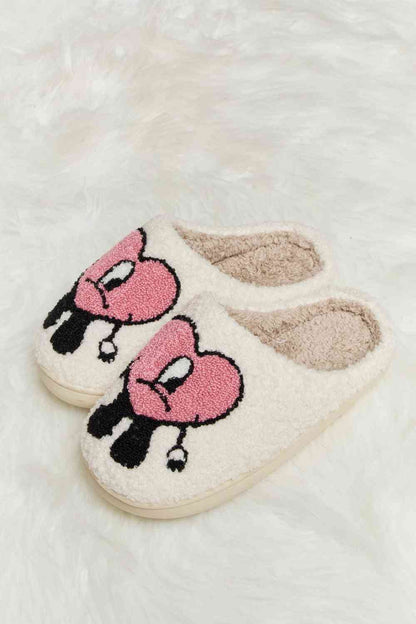 Pantuflas de felpa con estampado de corazones Melody Love