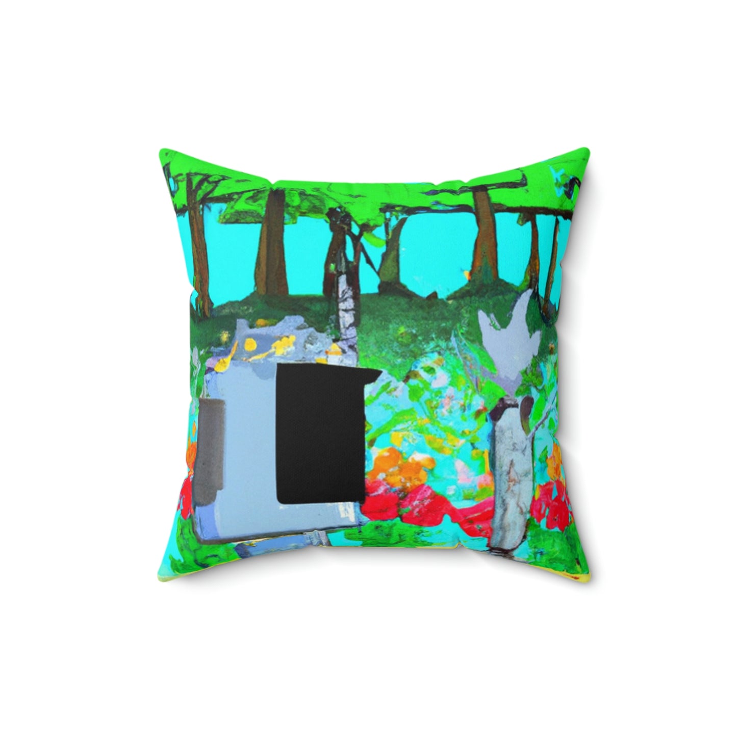 Robo Garden Wars - The Alien Square Pillow