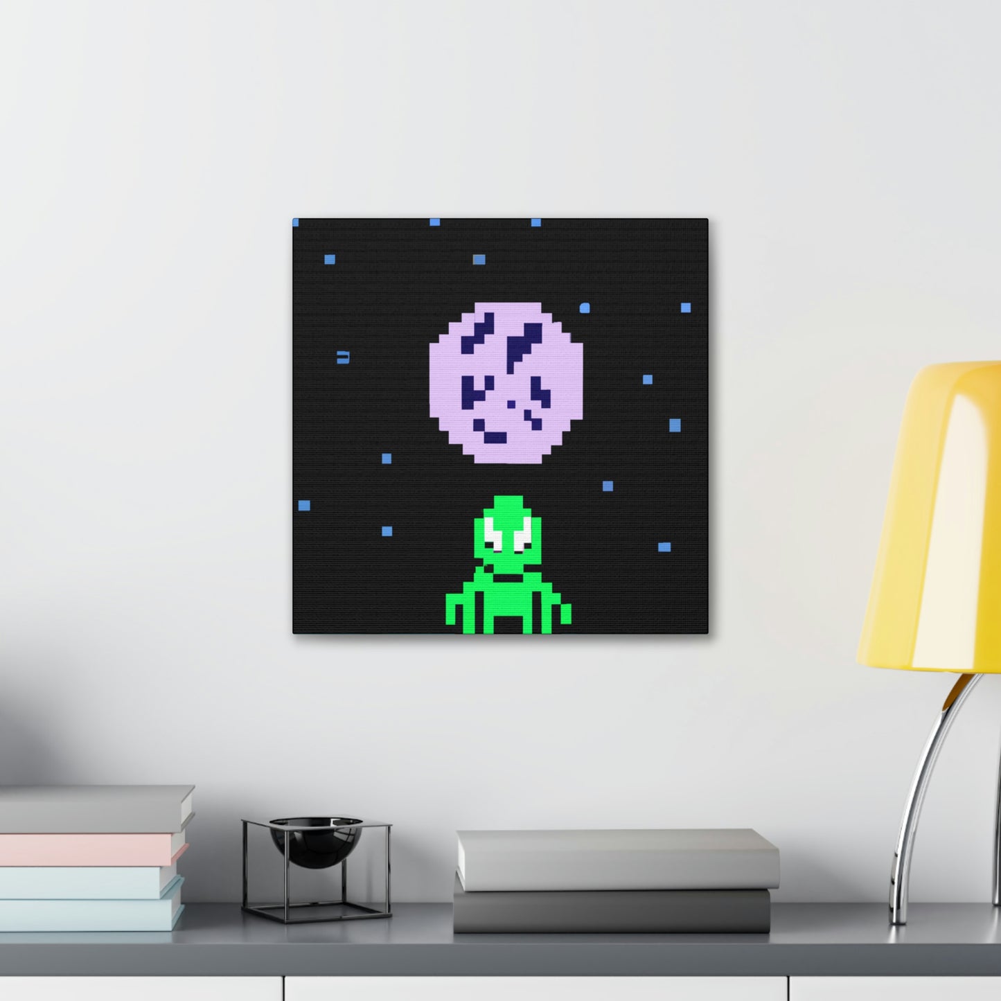 "Lonely Witness of the Night Sky" - The Alien Canva Pixel Art