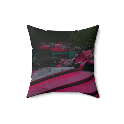 "Abandoned Thrills: Lost in a Forgotten Theme Park" - The Alien Square Pillow