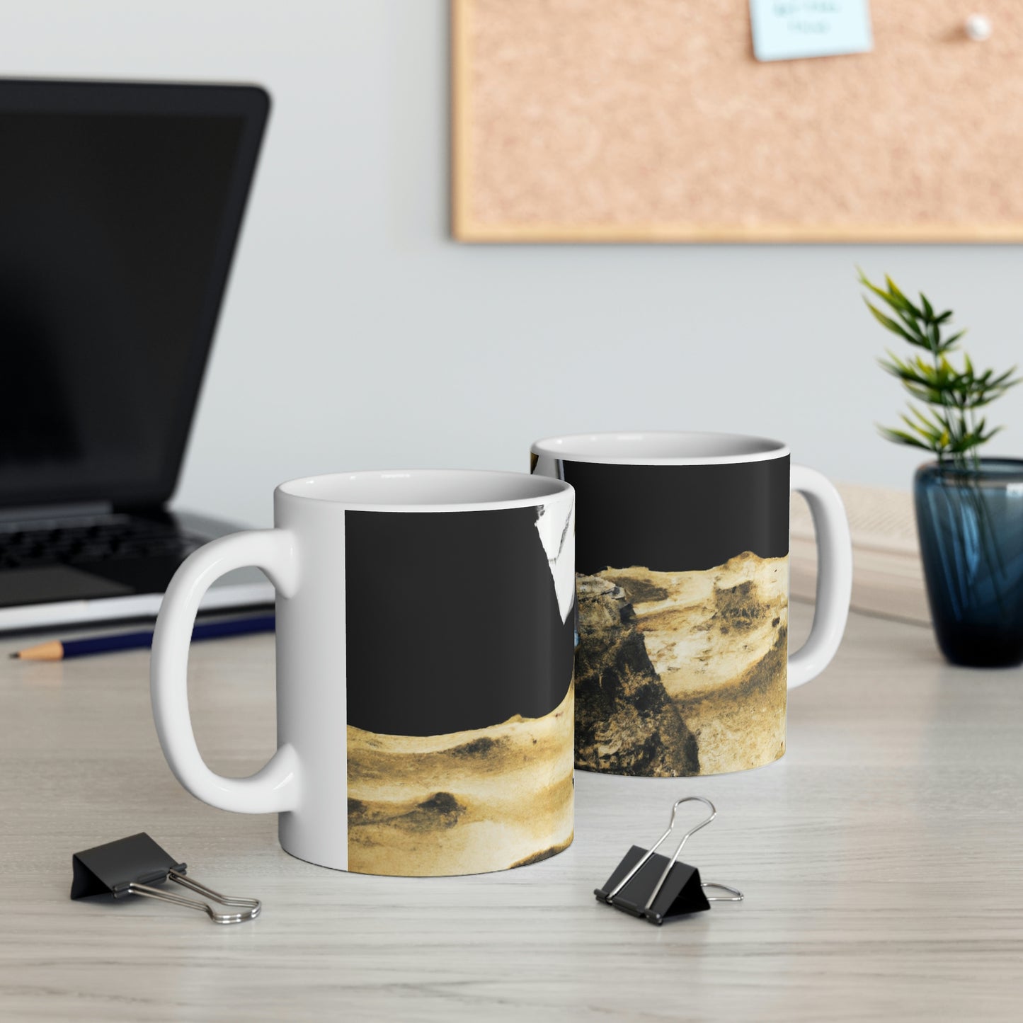 "Claiming Space: The Astronaut's Asteroid Flag Planting" - The Alien Ceramic Mug 11 oz