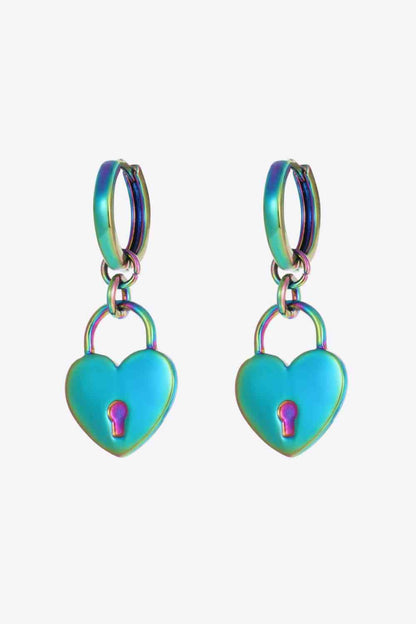 Pendientes colgantes de corazón multicolor