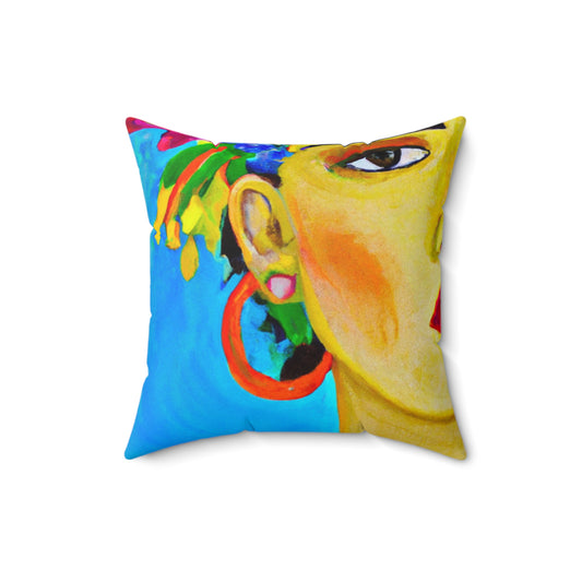 "Feroz y libre: un tributo a las mujeres mexicanas inspirado en Frida Kahlo" - The Alien Square Pillow