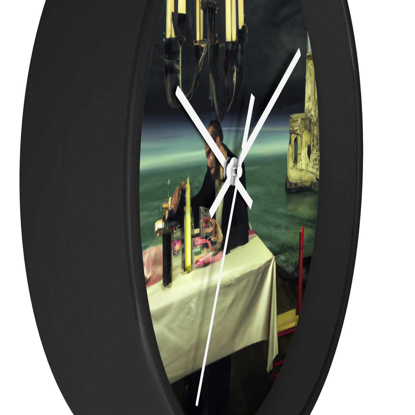 "A Beacon of Romance: An Intimate Candlelit Dinner in a Forgotten Lighthouse" - The Alien Wall Clock