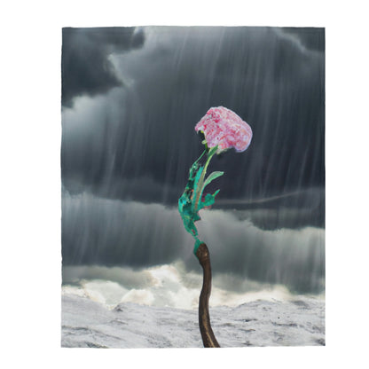 "Aight Against the Storm: The Story of a Lonely Flower" - The Alien Velveteen Plush Blanket