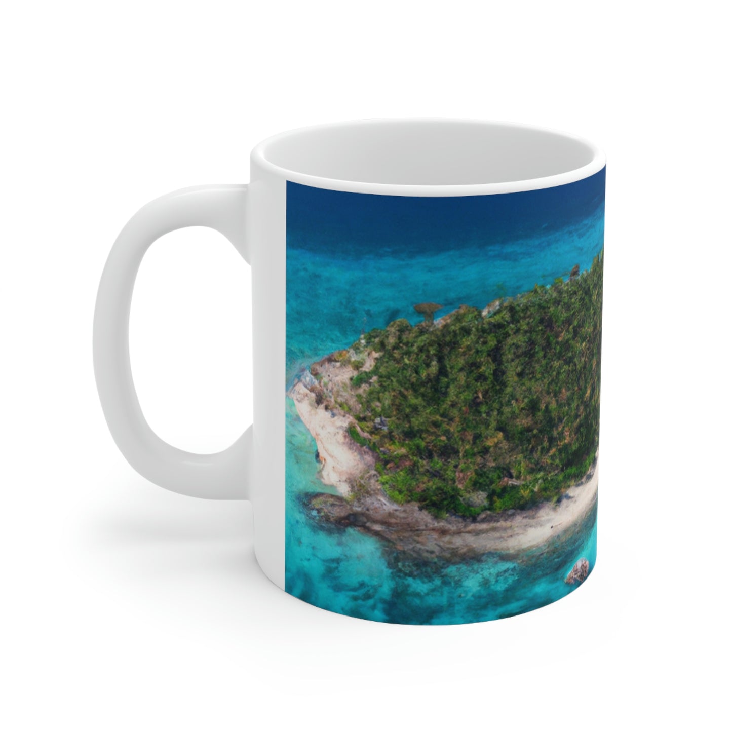 "Exploring Mystery Island by Airship" - The Alien Ceramic Mug 11 oz