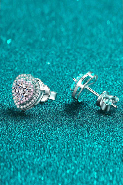 Moissanite Heart-Shaped Stud Earrings