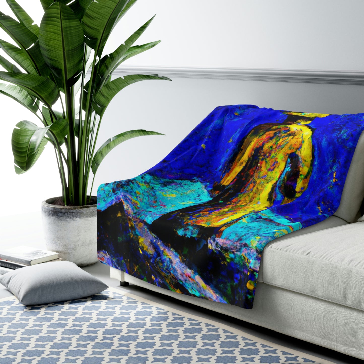 "Lone Mage on the Frozen Summit" - The Alien Sherpa Fleece Blanket