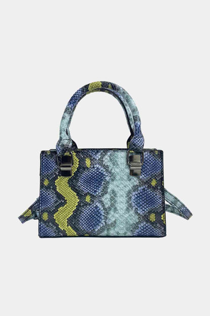 Handtasche aus PU-Leder mit Schlangenleder-Print