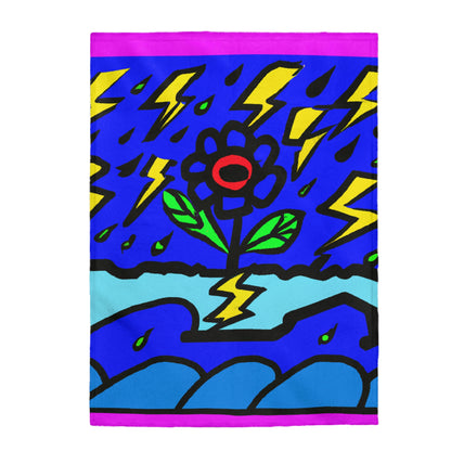 "A Bold Bloom Amidst the Storm" - The Alien Velveteen Plush Blanket