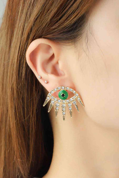 Evil Eye Rhinestone Dangle Earrings