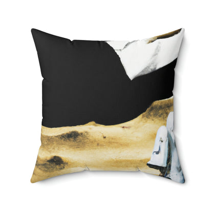 "Claiming Space: The Astronaut's Asteroid Flag Planting" - The Alien Square Pillow