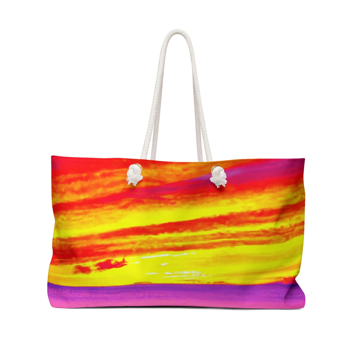 "Forgotten Solace: The Splendor of a Vibrant Sunset at an Abandoned Beach" - The Alien Weekender Bag