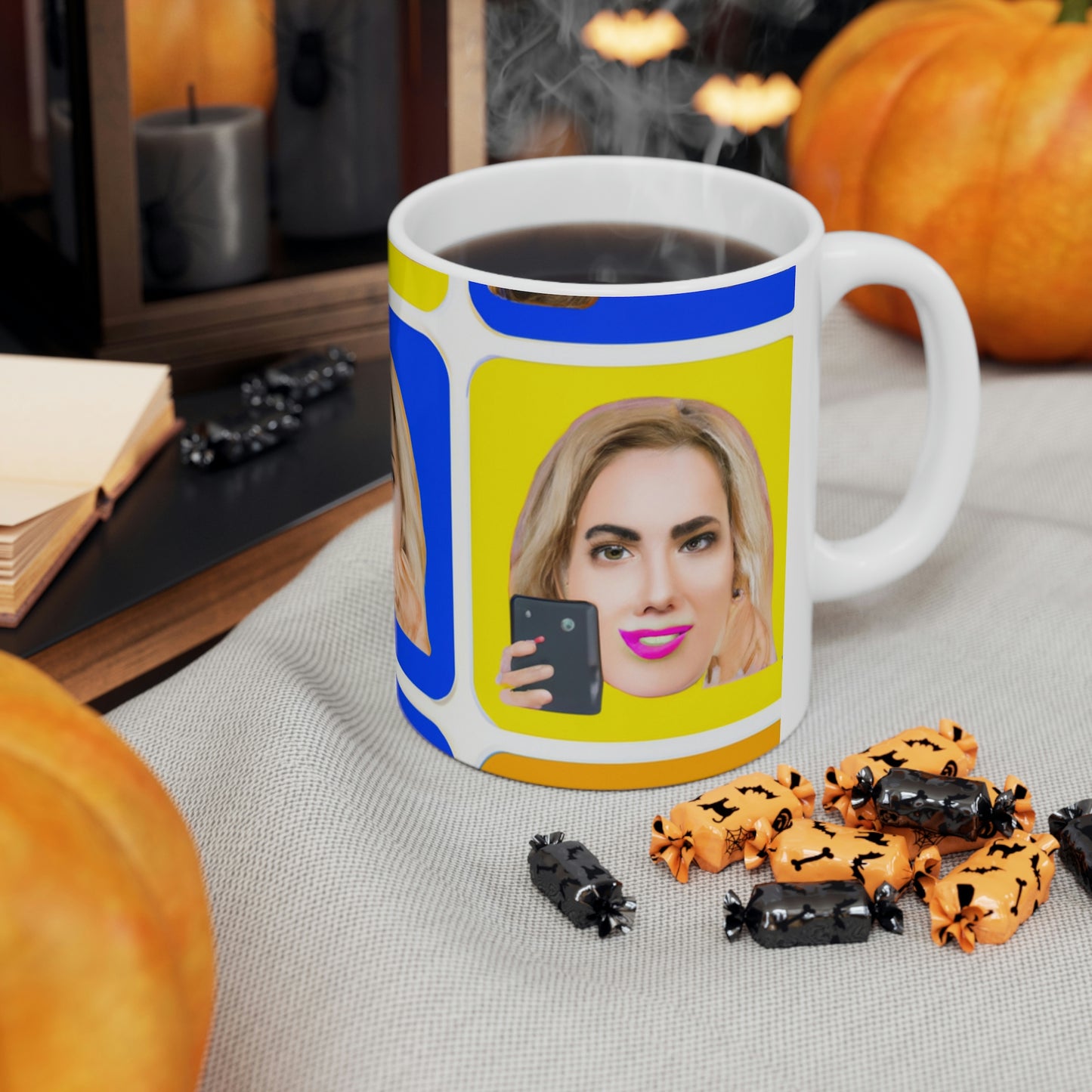 "Emoji-zing a Celebrity: A Pop Art Portrait" - The Alien Ceramic Mug 11 oz