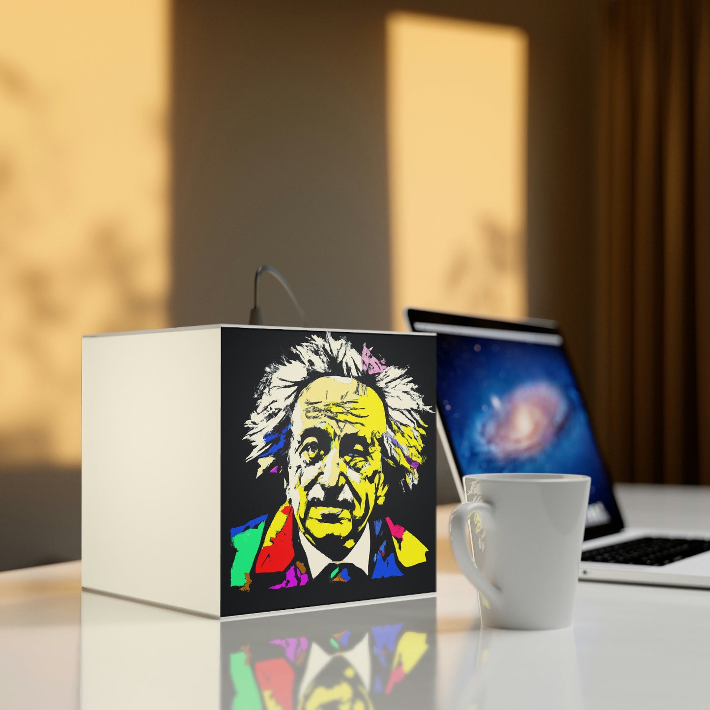 "Albert Einstein: Ein Pop-Art-Porträt" - Die Alien Light Cube Lampe