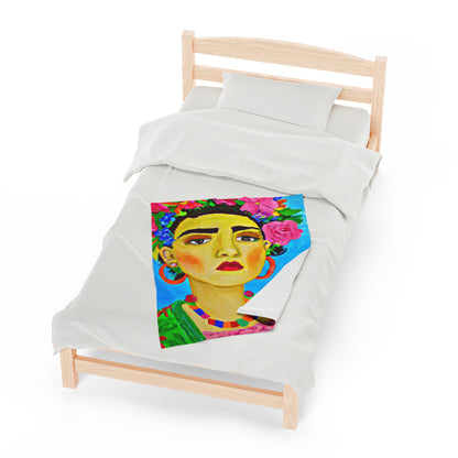 "Fierce and Free: Un tributo a las mujeres mexicanas inspirado en Frida Kahlo" - The Alien Velveteen Plush Blanket