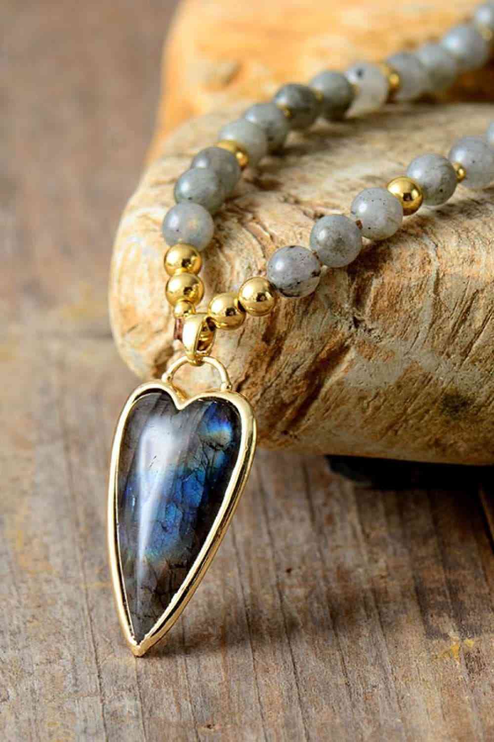 Naturstein-Anhänger-Perlen-Halskette