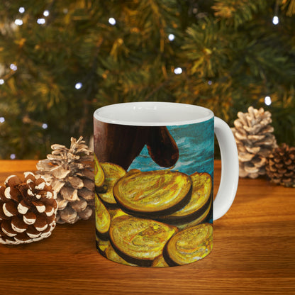 "Feline Fortune in a Foliage of Finances" - The Alien Ceramic Mug 11 oz