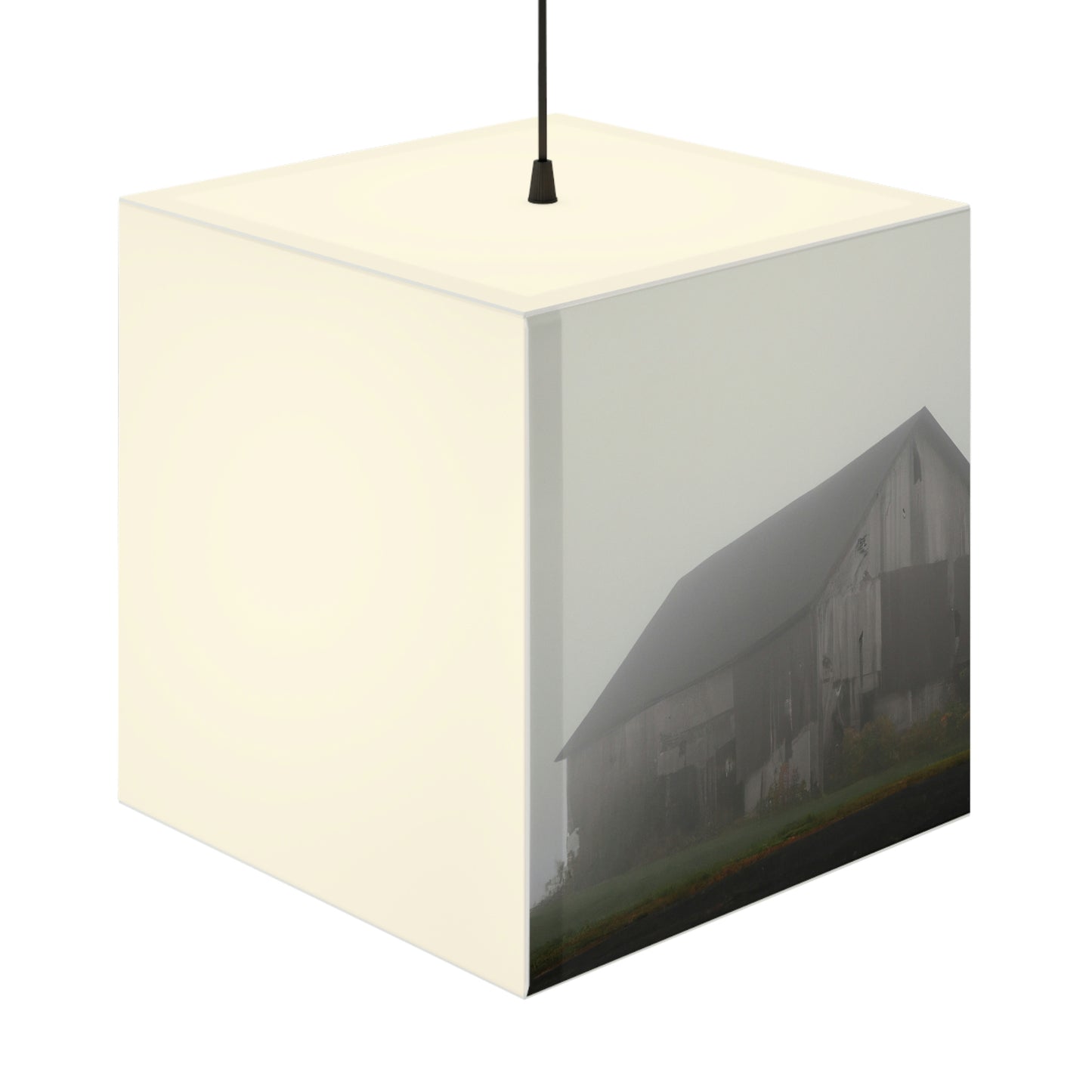 "Fog-Shrouded Barn" - Die Alien Light Cube Lampe