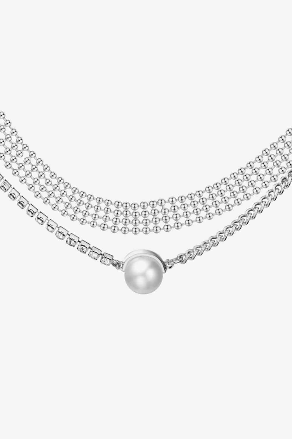 Mehrschichtige Perlen-Kupfer-Halskette