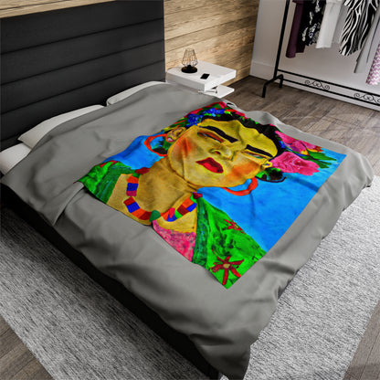 "Fierce and Free: A Frida Kahlo-Inspired Tribute to Mexican Women" - The Alien Velveteen Plush Blanket