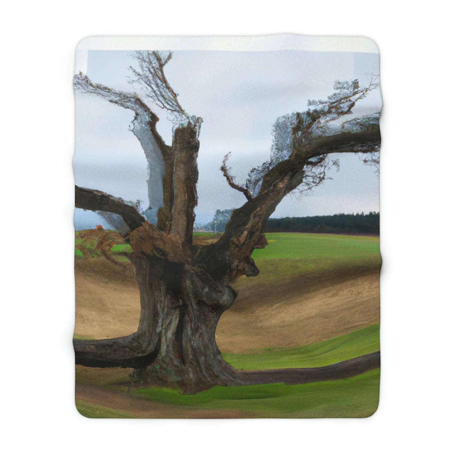 "A Shadow in the Meadow: The Last Standing Tree" - The Alien Sherpa Fleece Blanket