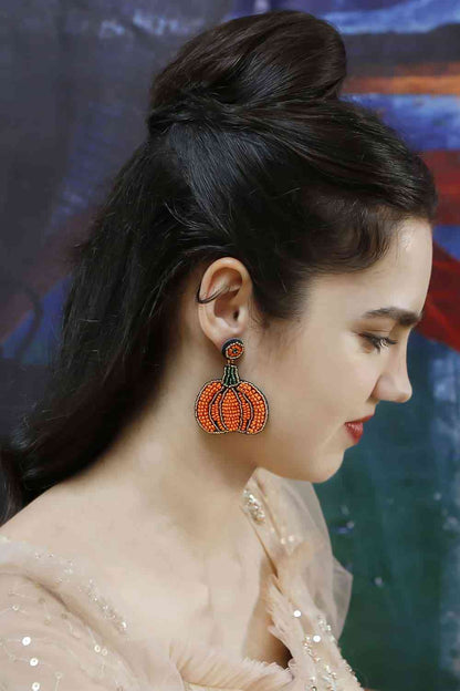 Beads Detail Pumpkin Shape Dangle Earring