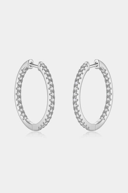 Inlaid Zircon 925 Sterling Silver Huggie Earrings