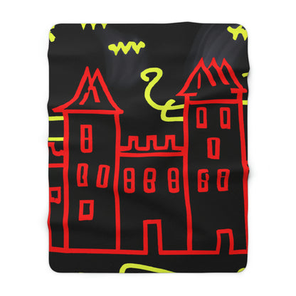 "A Haunted Shadow: The Dark Secrets of the Old Castle on a Gloomy Night" - The Alien Sherpa Fleece Blanket