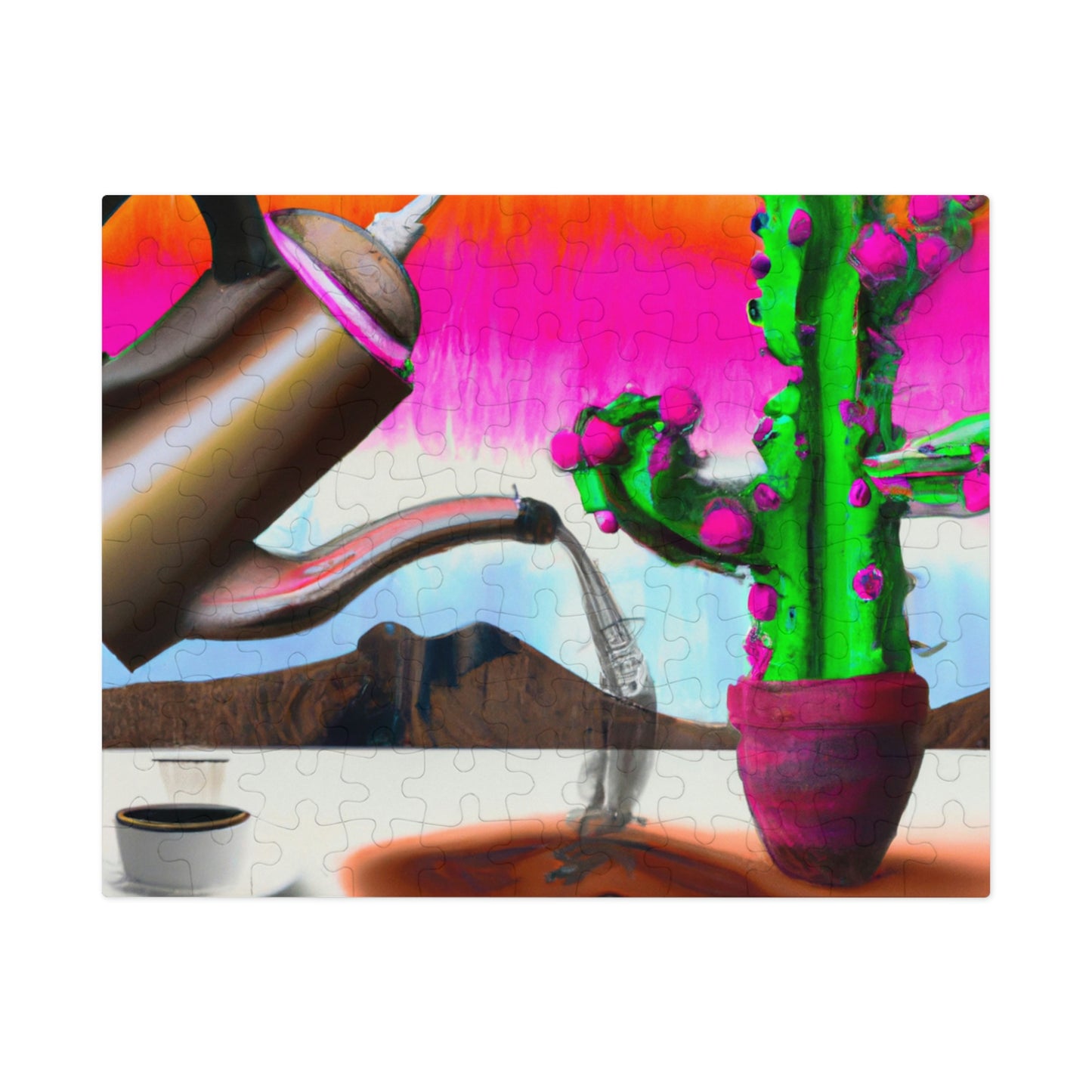 "An Awkward Caffeinated Moment: The Tale of a Bot and a Cactus" - The Alien Jigsaw Puzzle