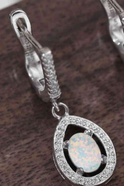 Opal Pear Shaped Drop Earrings