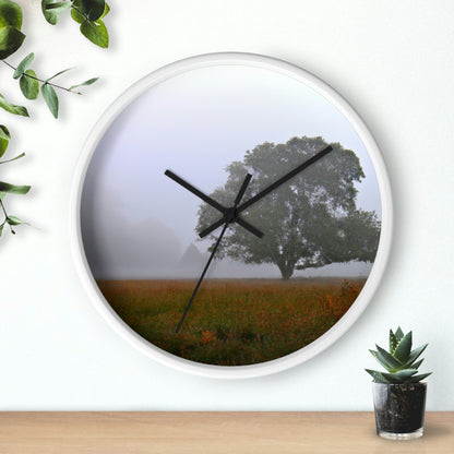 The Lonely Tree in the Foggy Meadow - The Alien Wall Clock