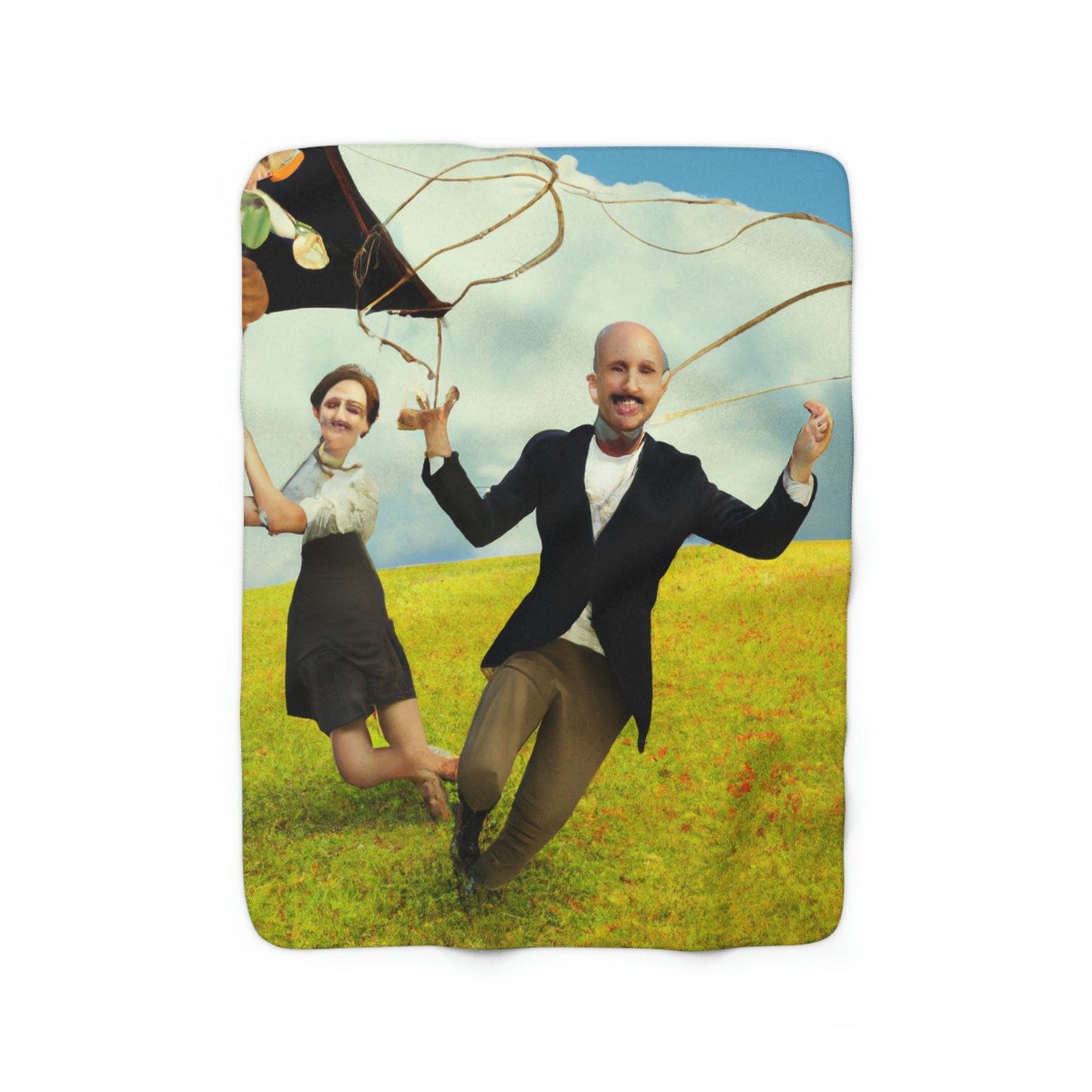 "A Kite Day in the Meadow" - The Alien Sherpa Fleece Blanket