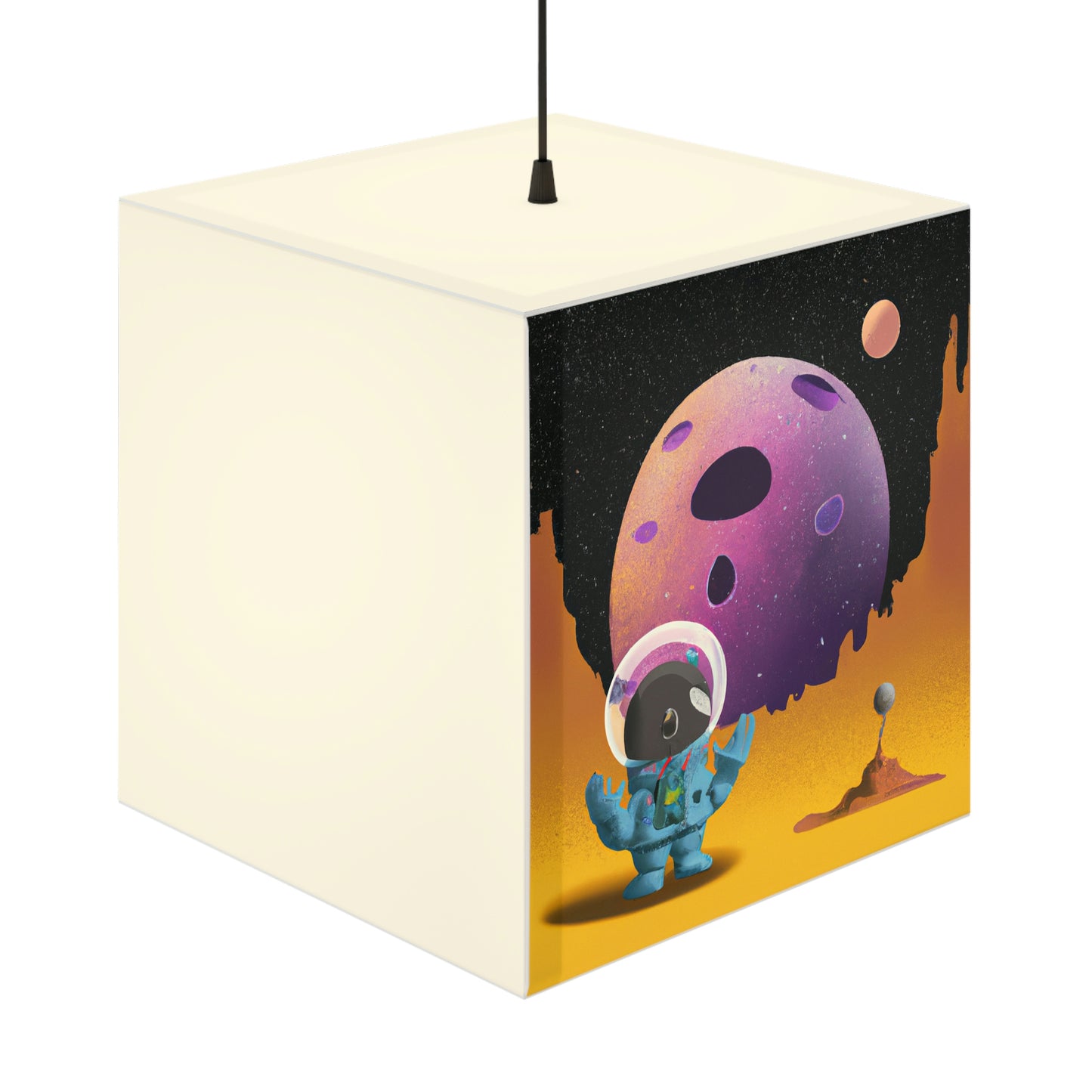 "Exploring the Unknown: The Adventures of a Space Captain and the Mysterious Planet" - Die Alien Light Cube Lampe