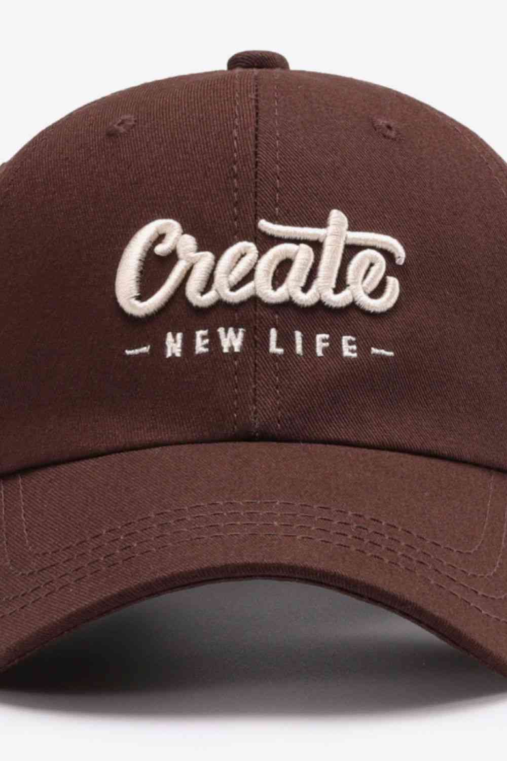 CREATE NEW LIFE Gorra de béisbol de algodón ajustable